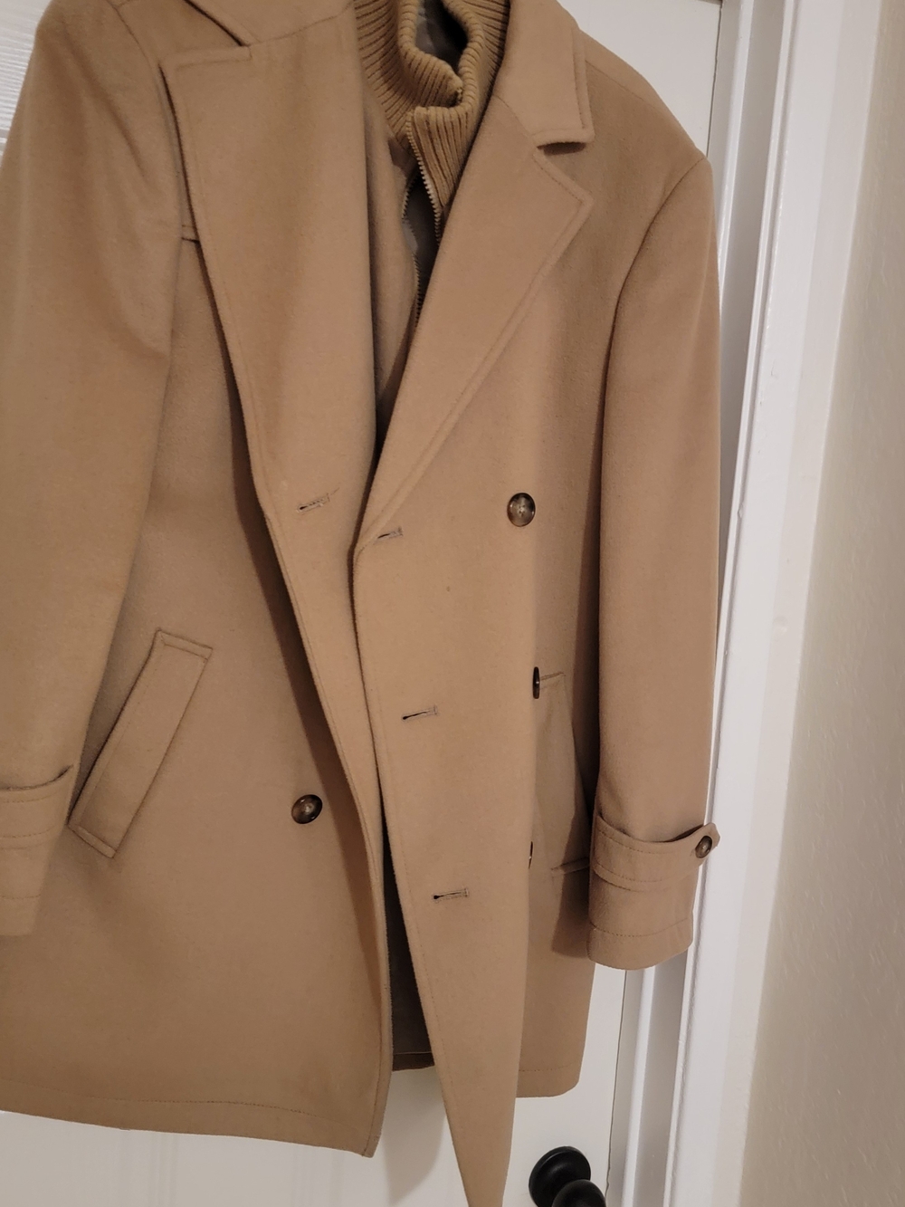 Ralph Lauren Tan Double-Breasted Pea Coat